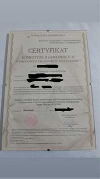 Certyfikat kompetencji zawodowych, licencja transportowa