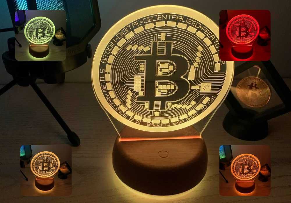 Нічник символ Біткоїн/Bitcoin/BTS 16 кольорів+пульт керуванн