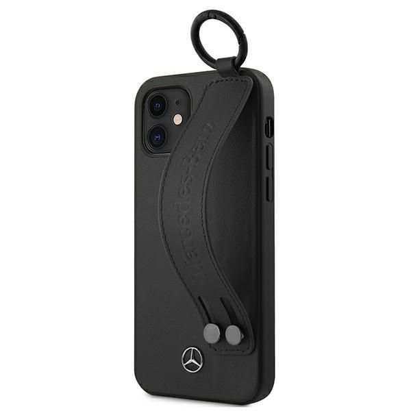 Etui Mercedes-Benz do iPhone 12 Mini 5,4" - Czarne z Paskiem