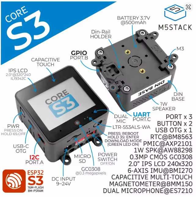 M5Stack CoreS3 ESP32-S3 стартовий набір для розробки модуль розробника