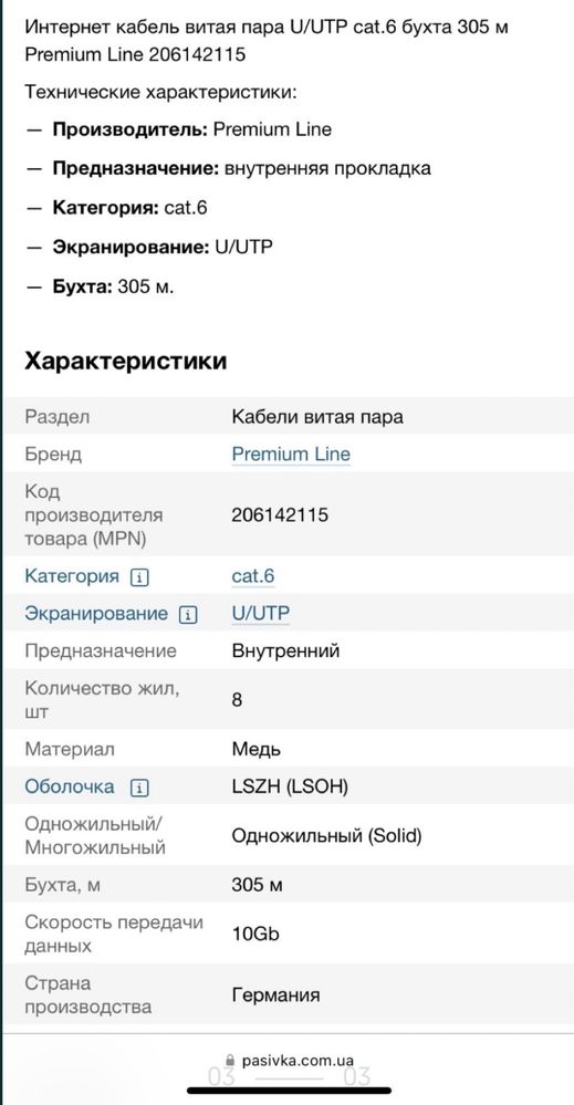 Сетевой кабель utp cat6