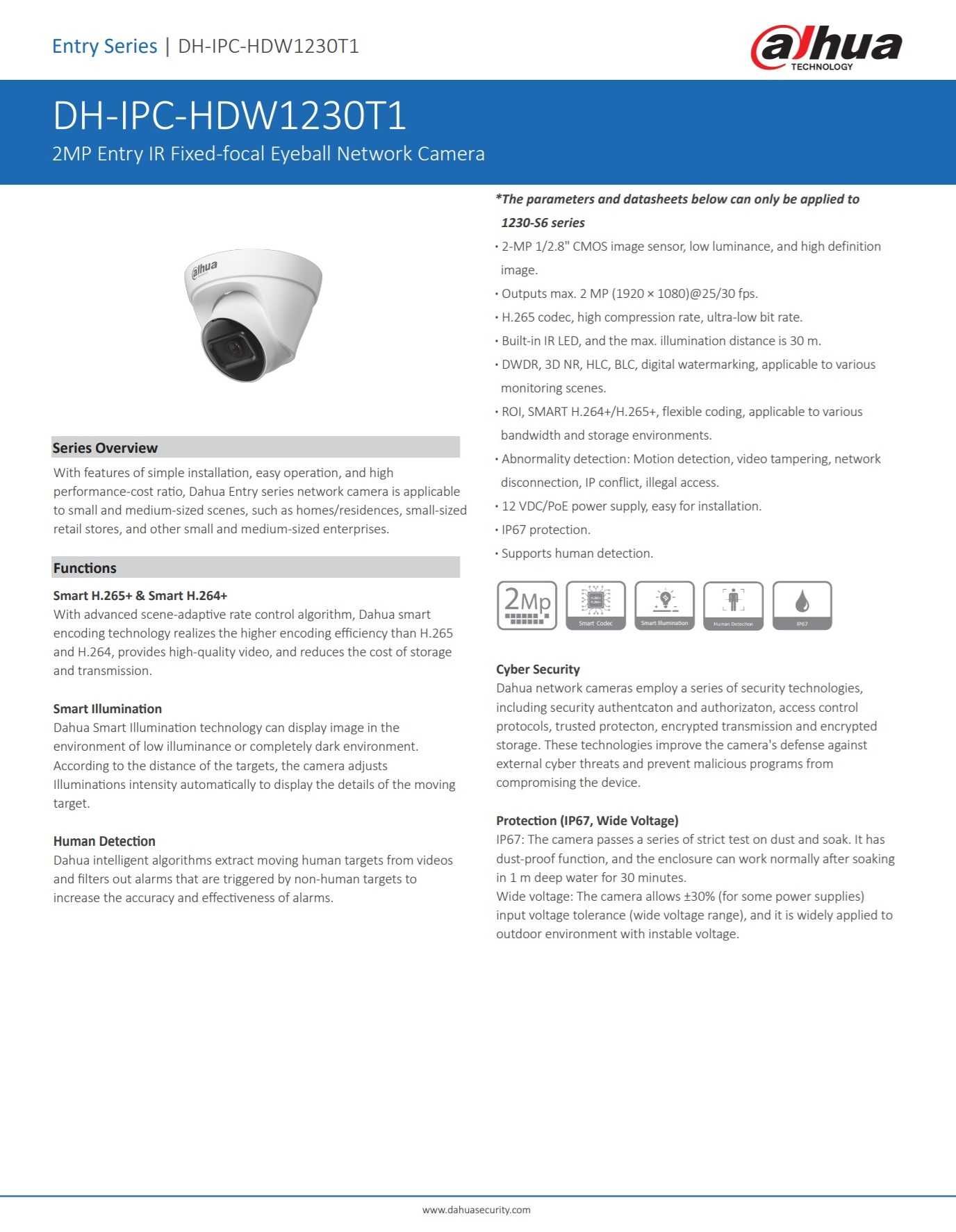 IP камера 2мп Dahua IPC-HDW1230T1-A-S5 с микрофоном