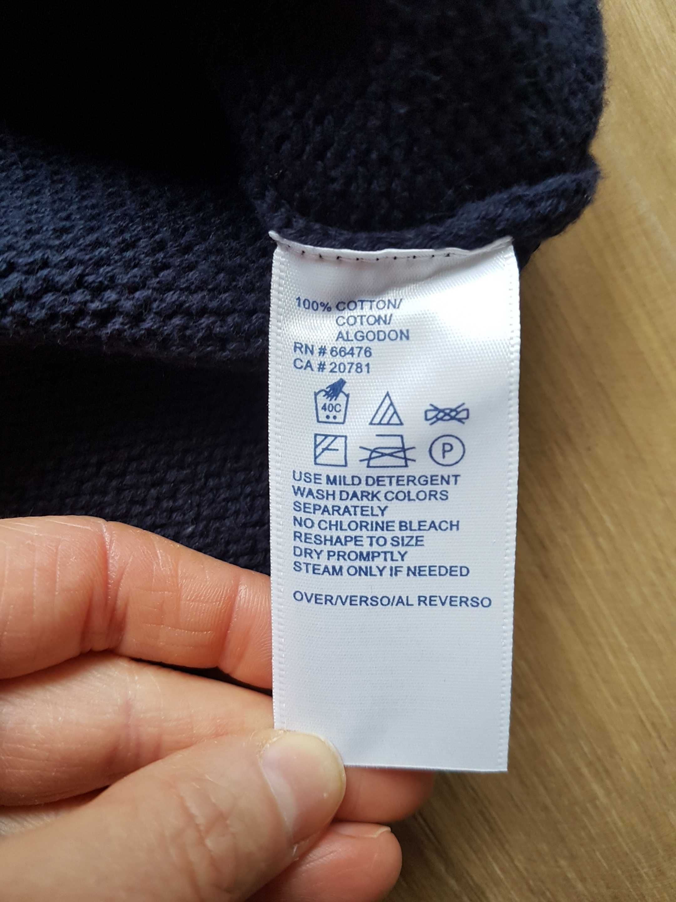 TOMMY HILFIGER granatowy sweter w serek roz. S 100% bawełna