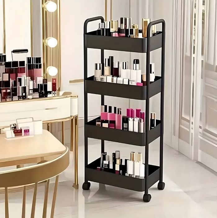 Półka Łazienkowa Na Kółkach 4 Poziomy Mobilna Szafka Kuchenna