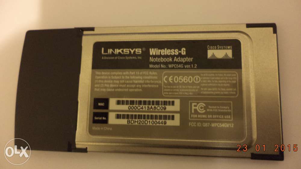 Wireless - G Notebook Adapter 2.4GHZ 802.11g - Linksys