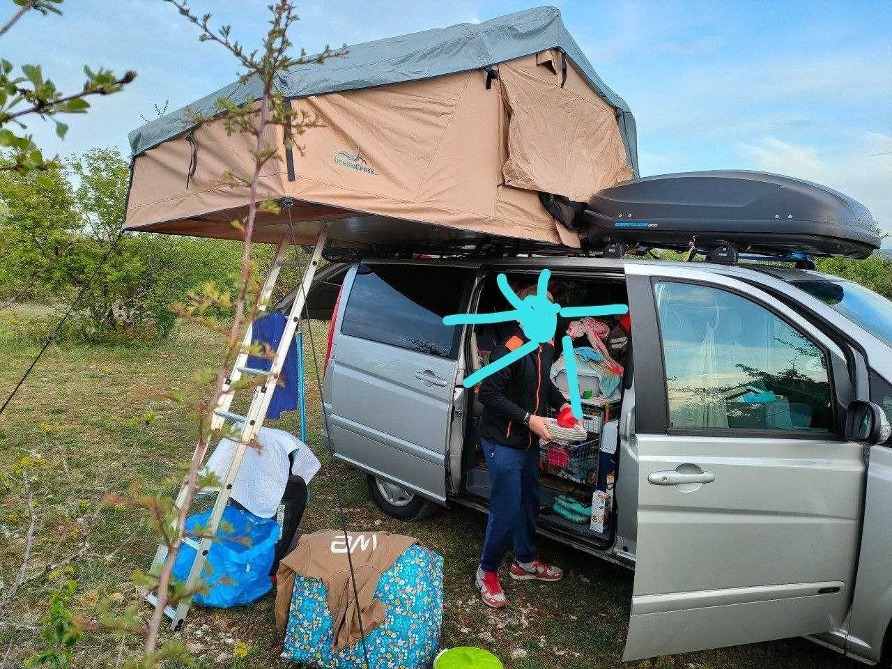 Tenda de tejadilho "Gobi 160" com anexo "Vorzelt Gobi 160"