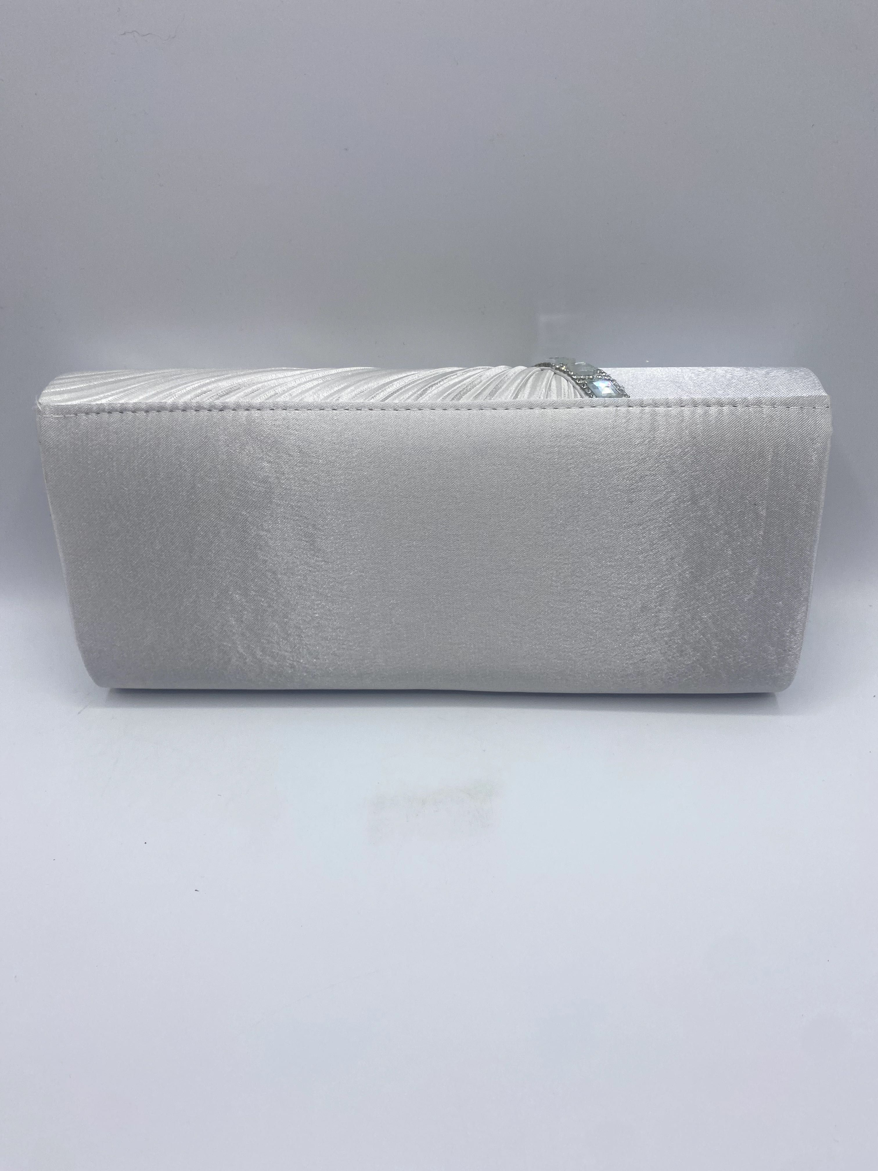 Kopertówka, torebka Damara satynowa biała 25x11x5cm