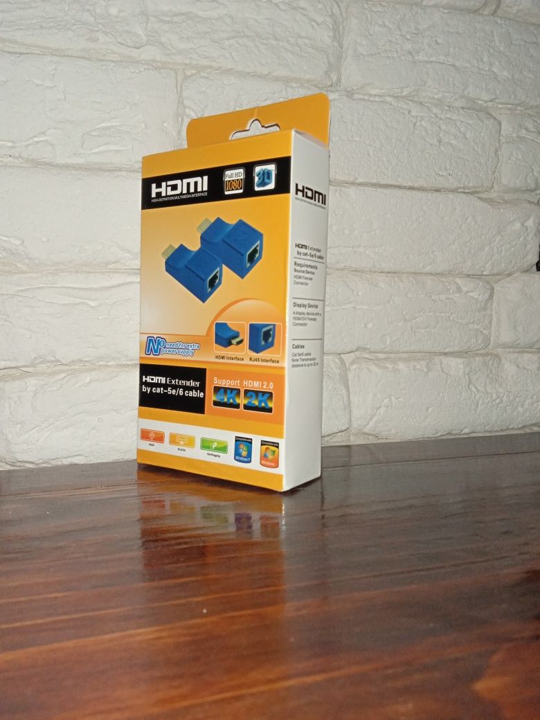 Адаптер для продовження HDMI  мережевим кабелем до 30 м.