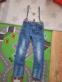 Jeansy H&M r. 110 szelki spodnie jeansowe