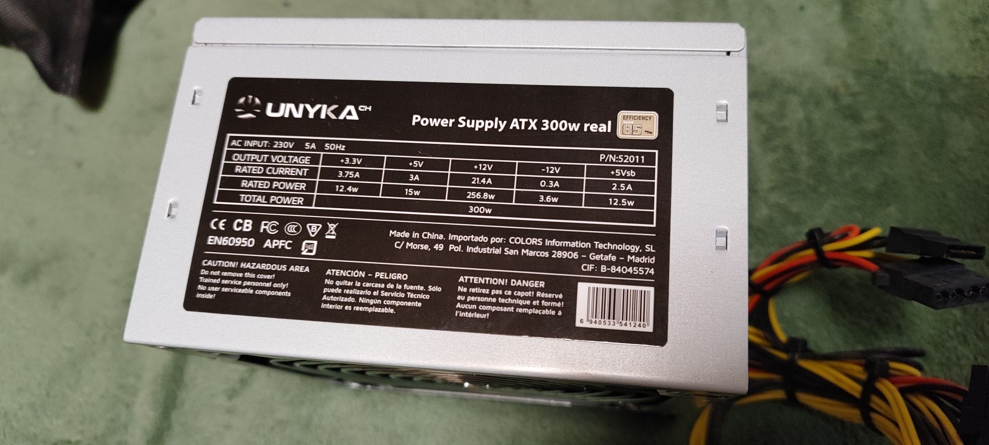 PSU (Power Supply Unit) ATX 300W real UNYKA 85% typical