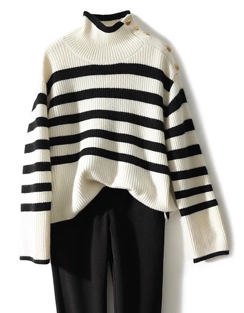 Смугастий светр mango з золотими ґудзиками , розмір L