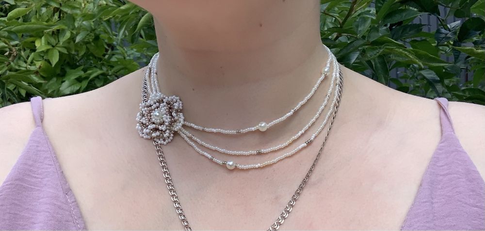 Чокер квітка з бісеру