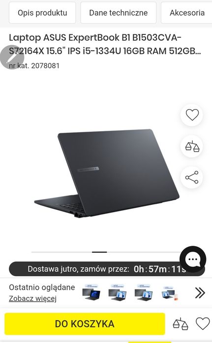 Nowy ASUS ExpertBook B1503CVA.  Sklep 3000 zł. Gratisy!!