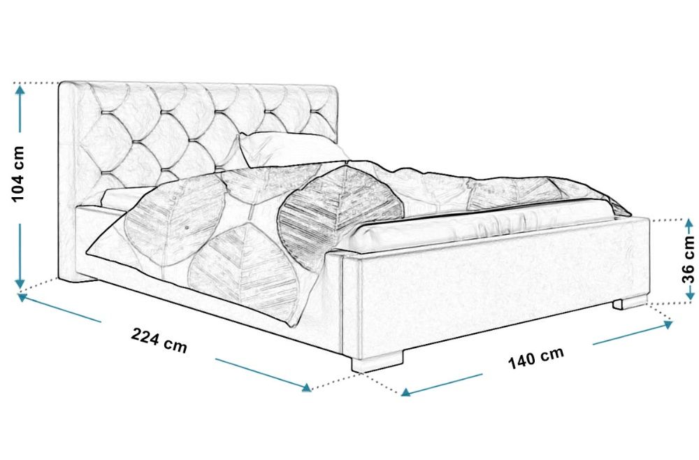 Łóżko LUX17 120x200 pikowane stelaż + pojemnik