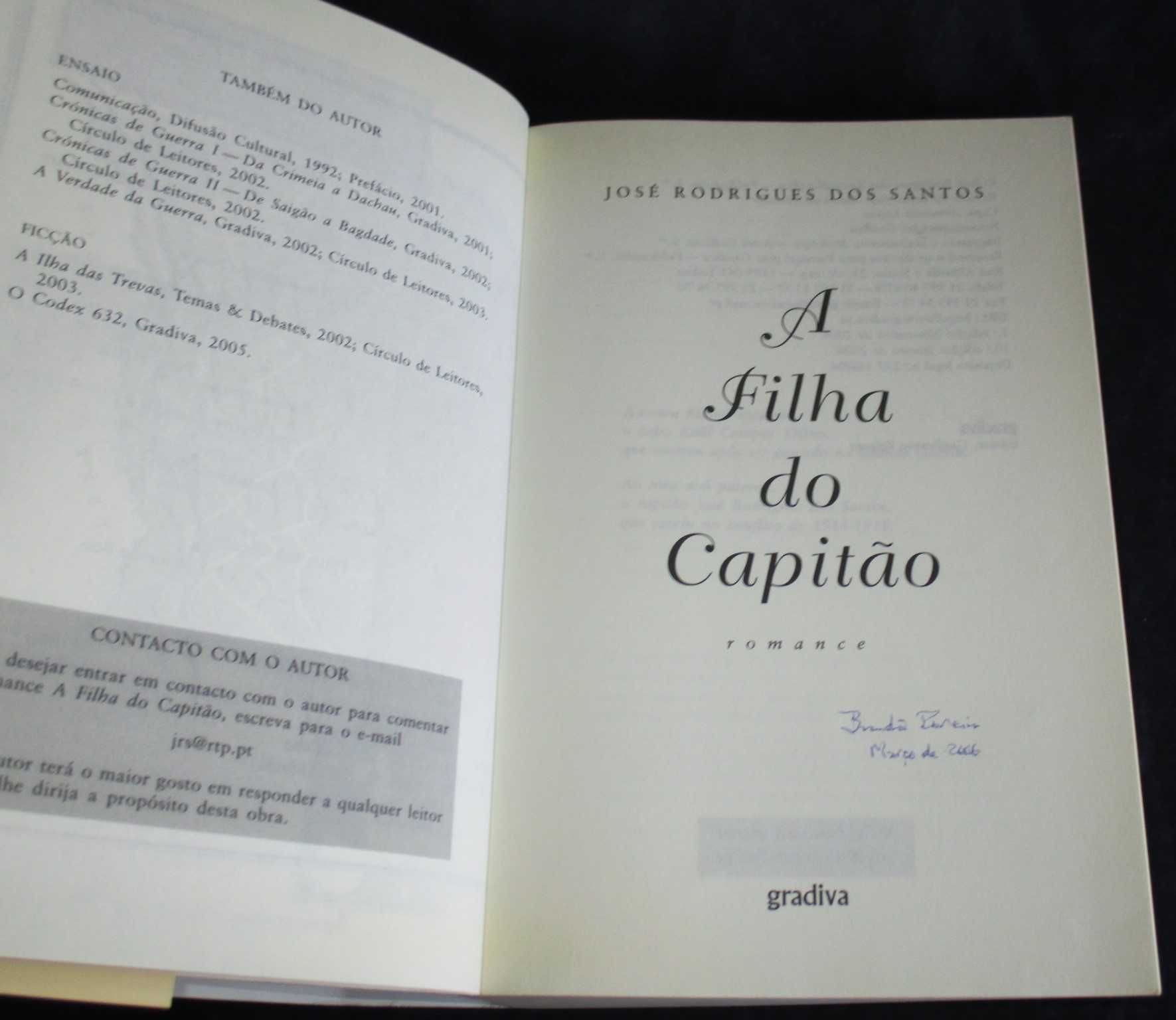 Livro A Filha do Capitão José Rodrigues dos Santos Gradiva Autografado