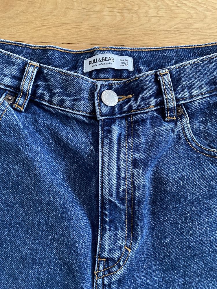 Spodnie jeansy boyfriend 40 grantowe pull & bear