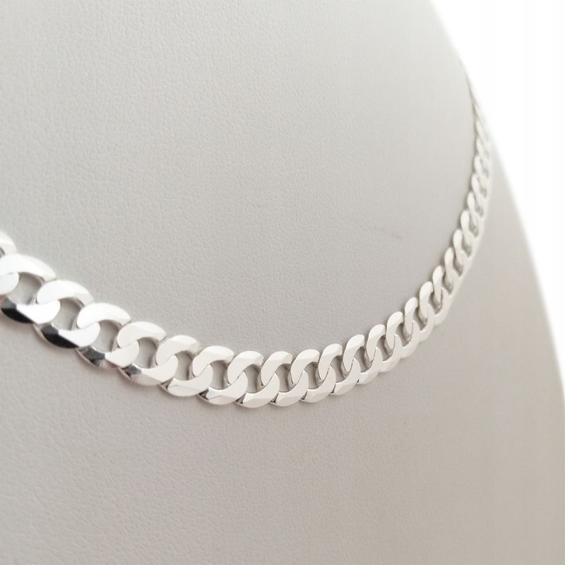 Gruby Srebrny Łańcuszek Męski Pancerka 75 Cm 6,5 Mm Diamentowany + Gra