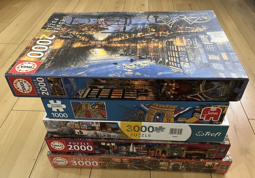 5 Puzzles variados, 1000, 2000 e 3000 peças