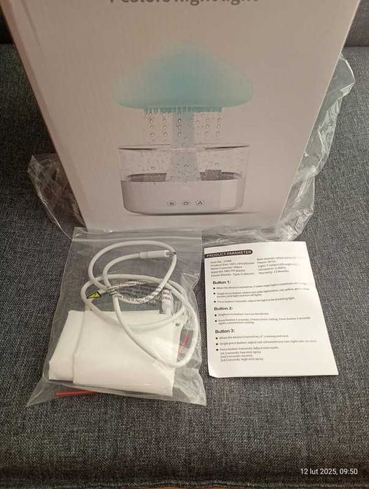 Dyfuzor, nawilżacz do aromaterapii krople deszczu lampka nocna