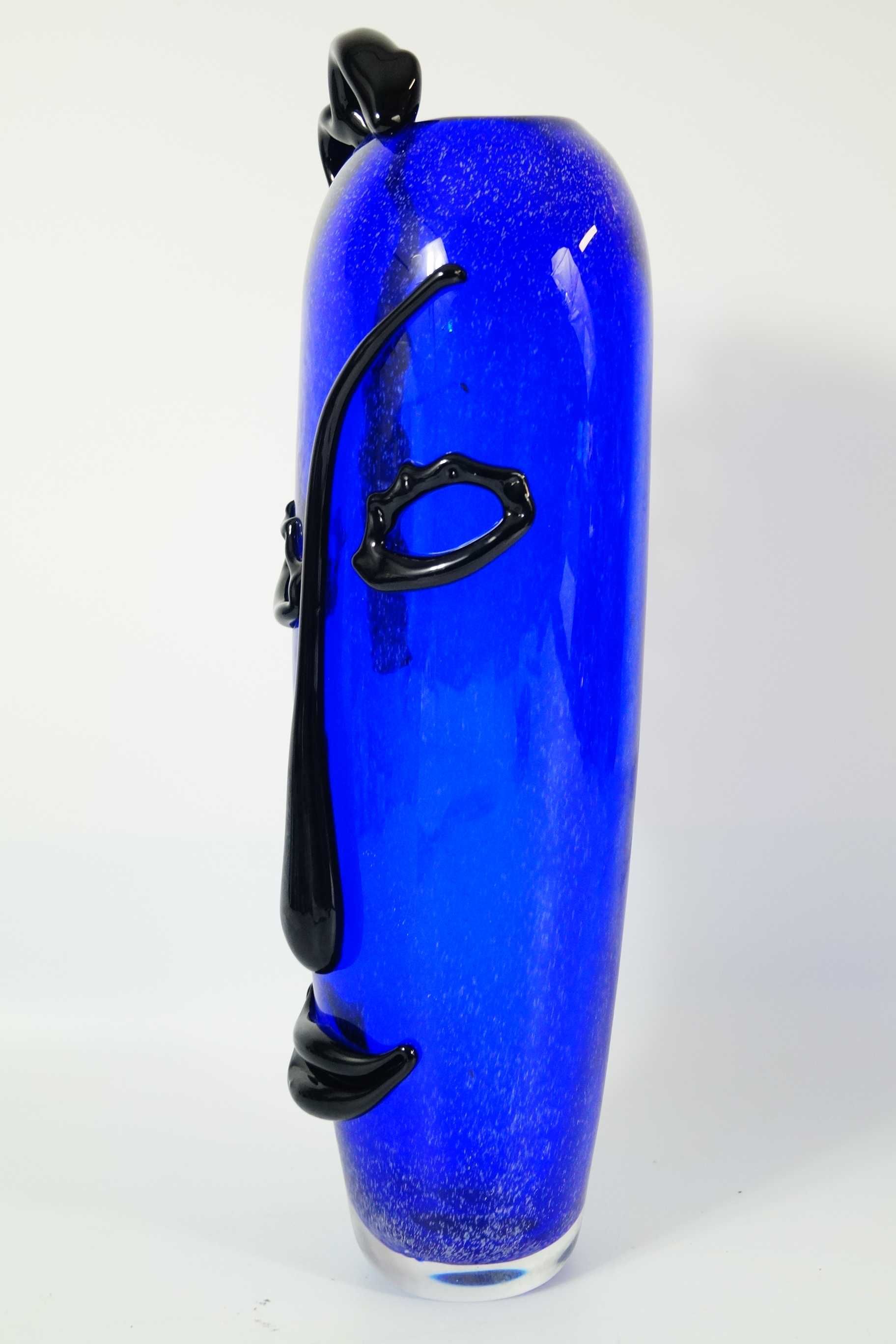 Szkło Murano style WAZON twarz DESIGN niebieski