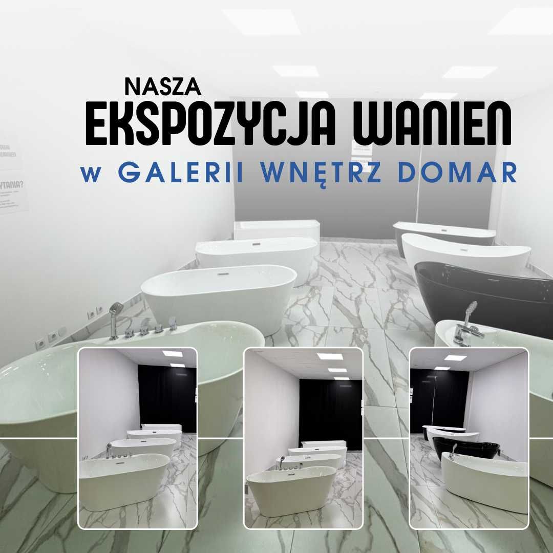 BRAIDER Akrylowa Wanna Wolnostojąca SALANEA 150 x 72 cm Biała Przelew
