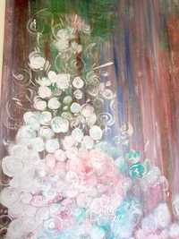 Grande tela com motivos florais, pintada por mim, Almada
