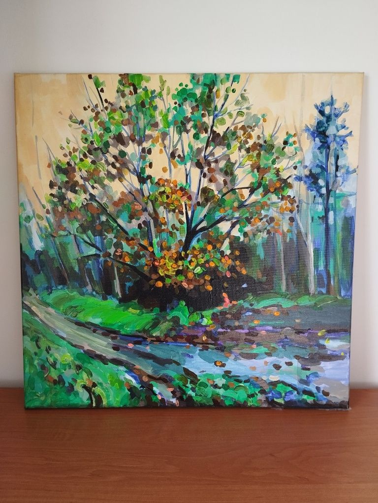 Obraz ręcznie malowany "Pierwszy dzień jesieni" – unikat 50x50


---