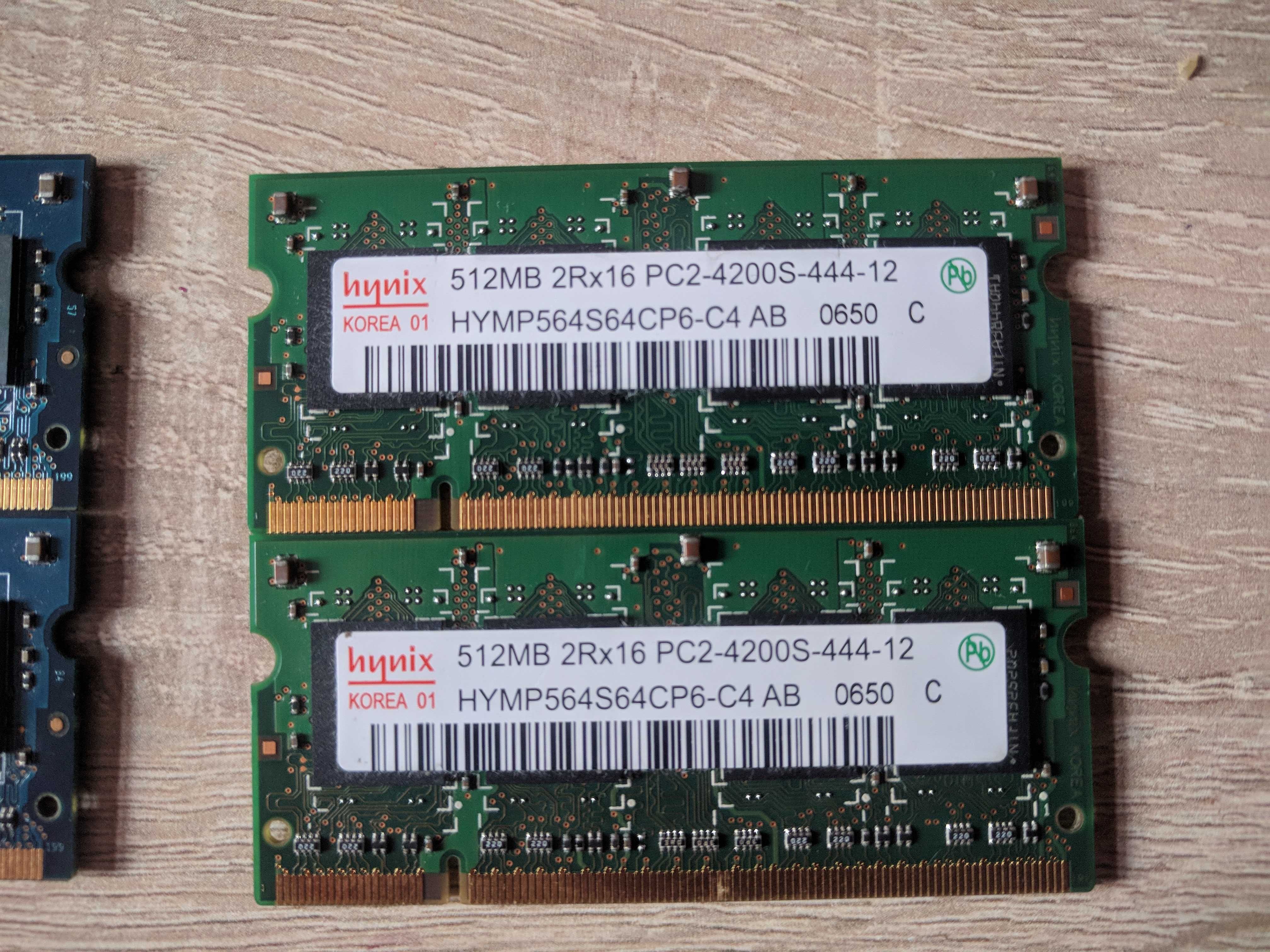 Pamięć DDR2  2szt Nanya,2szt Hynix,1szt Samsung 512MB 2Rx16 PC2-5300S