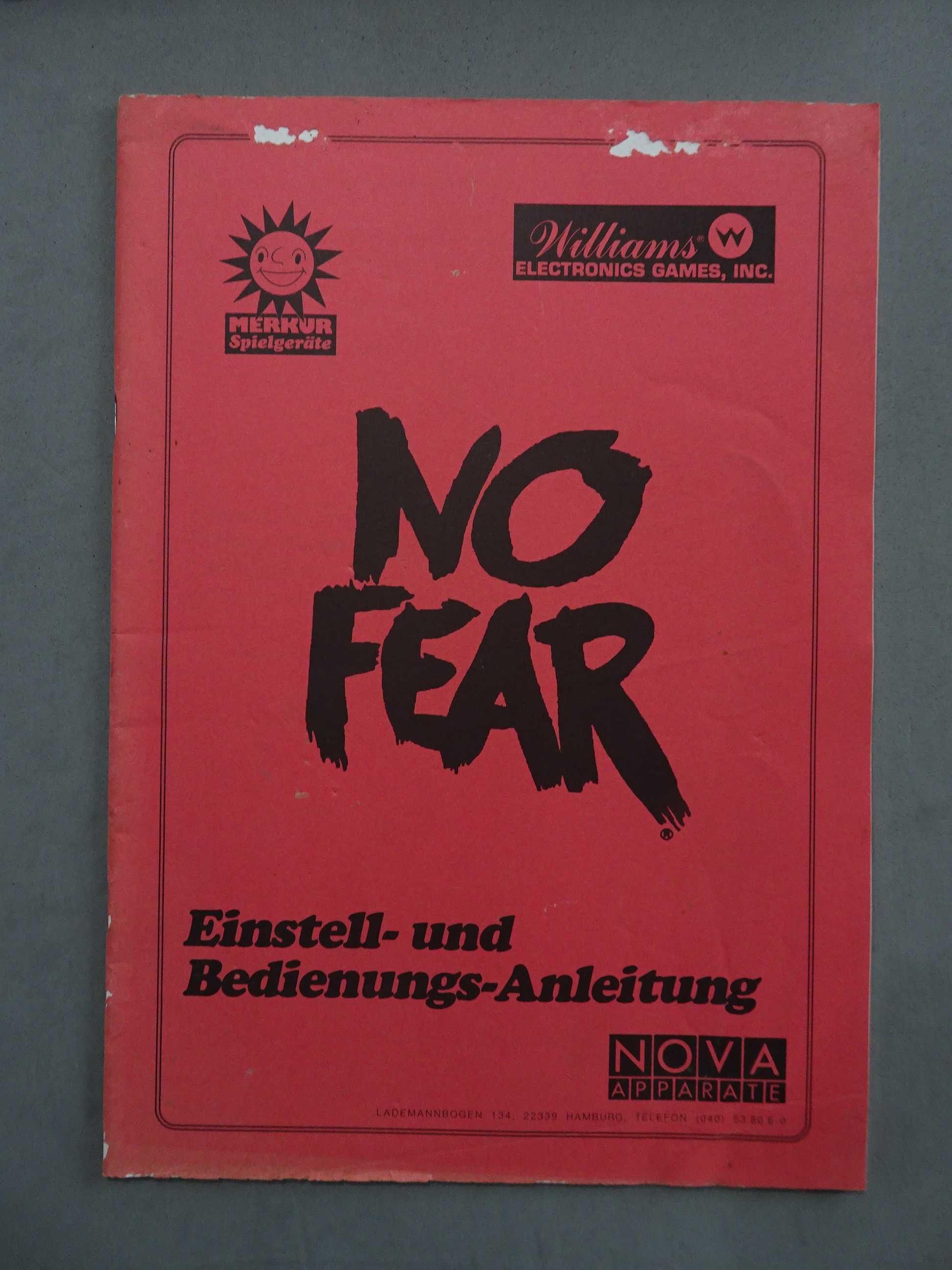 Catálogo / Manual de instruções No Fear - Williams Electronic Games