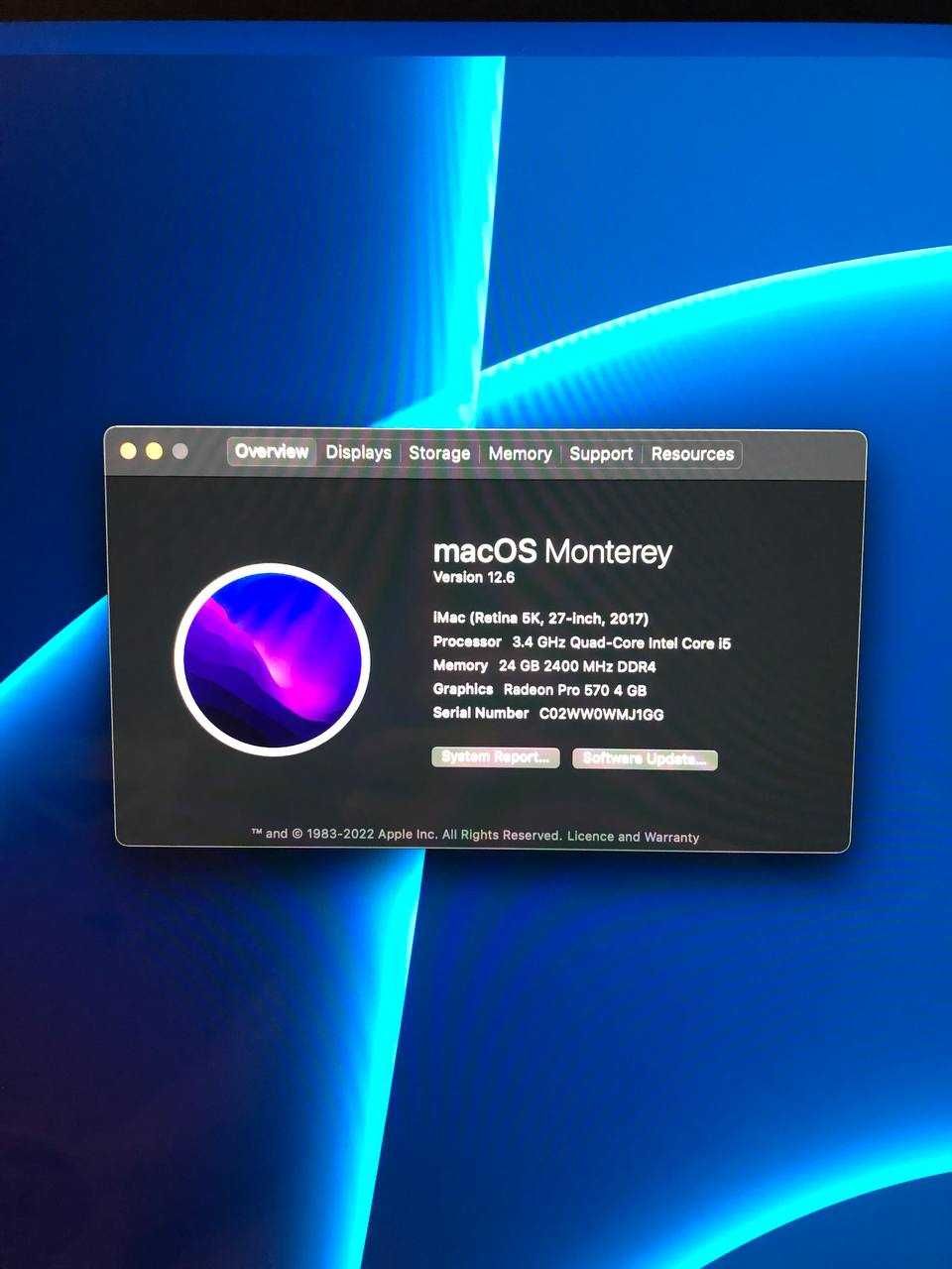 iMac 27' 2017 5K i5 3.4GHz, 24GB, 1TB Fusion, Radeon Pro 570