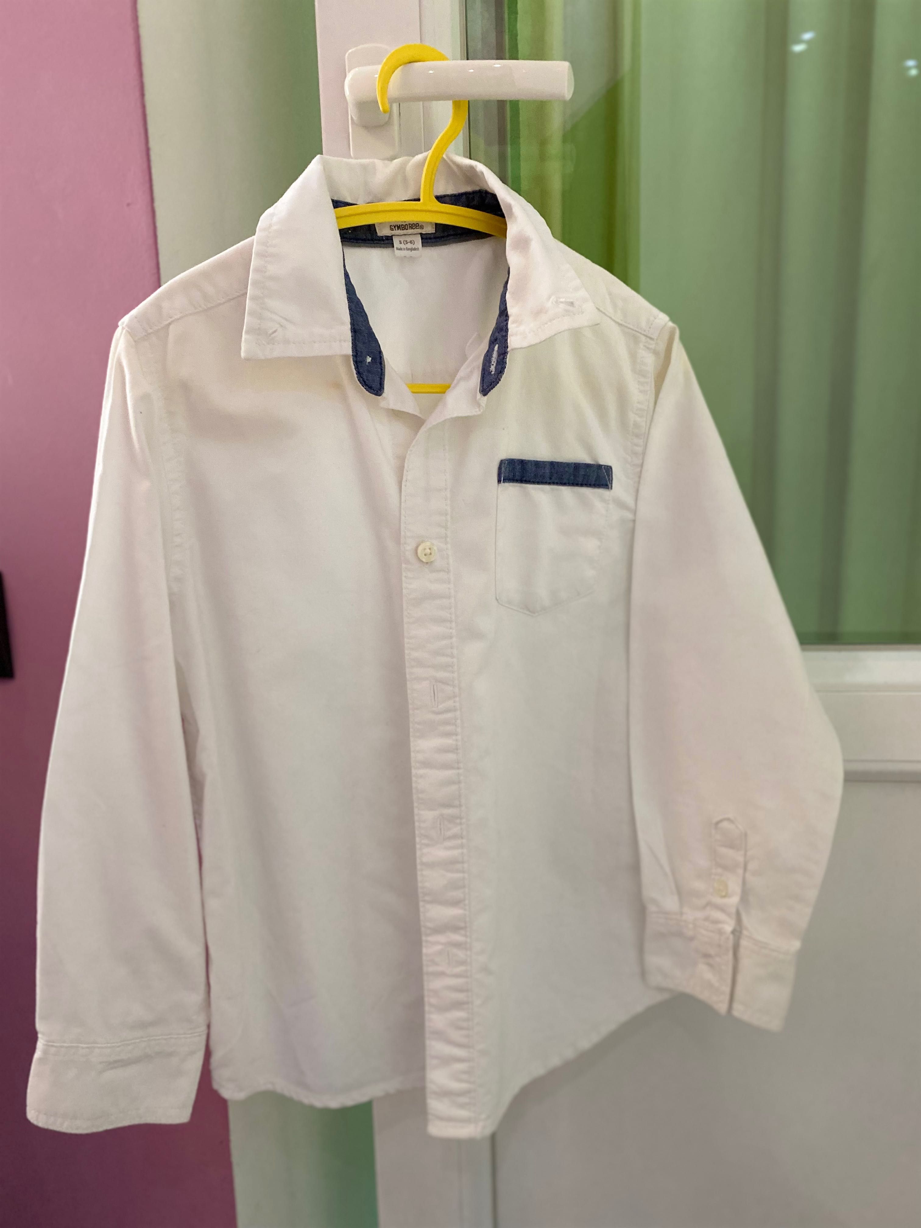 Біла белая котонова рубашка сорочка на хлопчика 7-8 р.