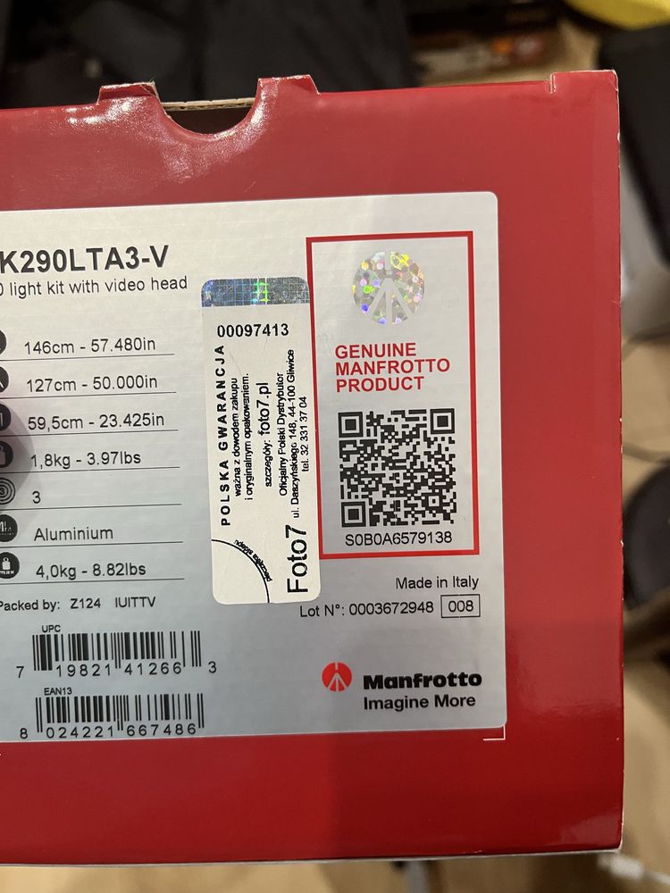 Statyw Manfrotto 290 Light + głowica Befree Live MK290LTA3-V