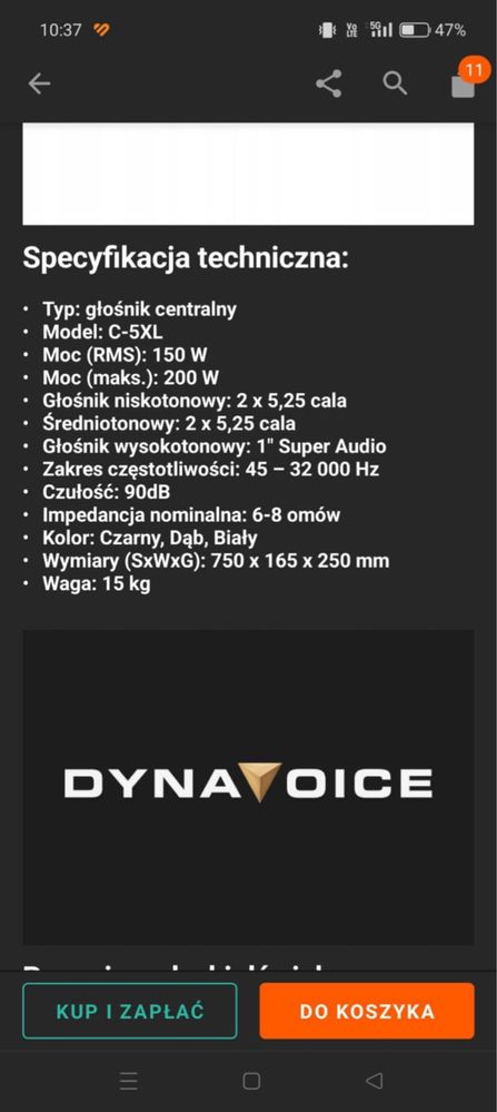 Kolumna centralna Dynavoice Challenger C-5