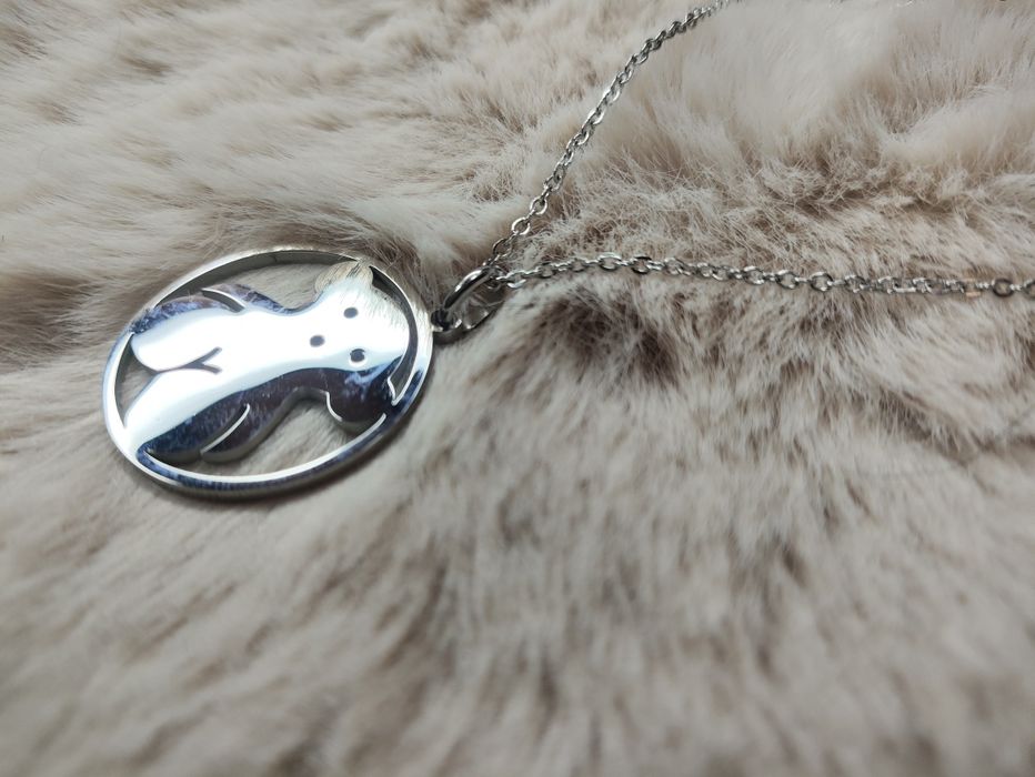 naszyjnik miś nowy srebrny