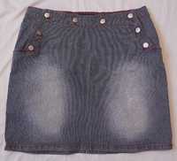 Mini spódniczka dżinsowa w prążki, ozdobne guziki, rozm. 40-42