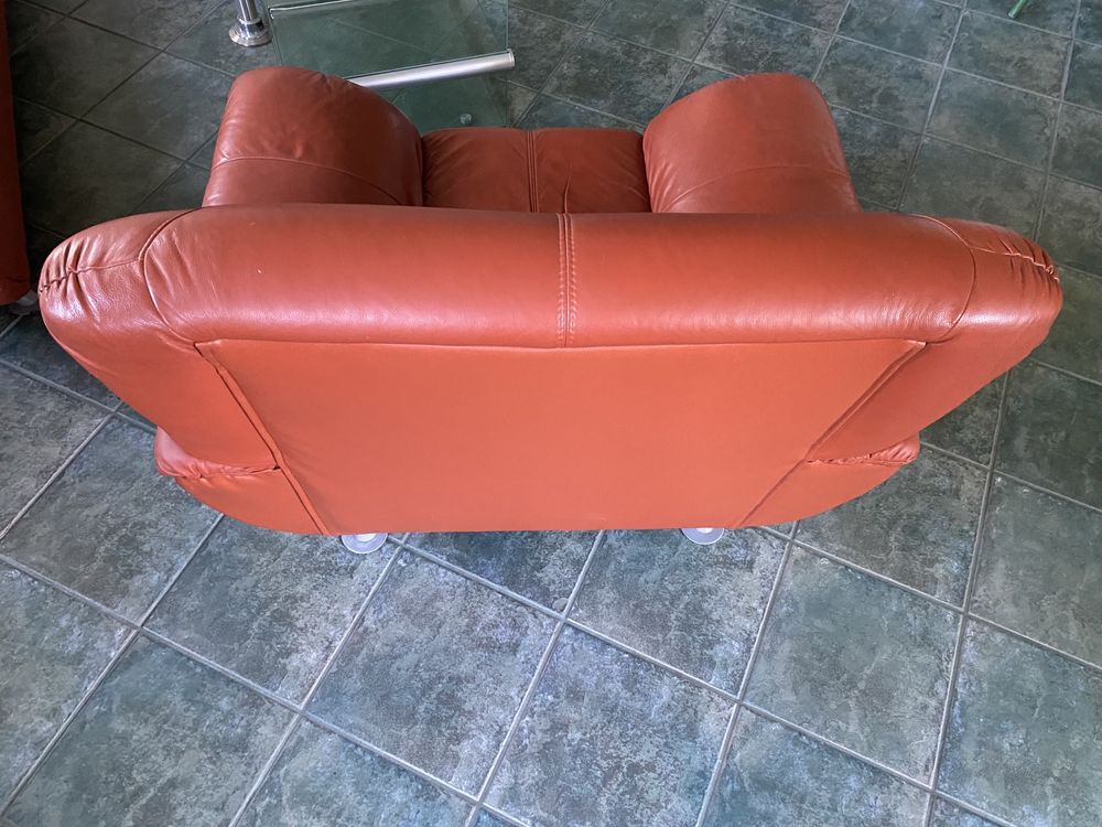 Skórzany wypoczynek komplet kanapa i dwa fotele