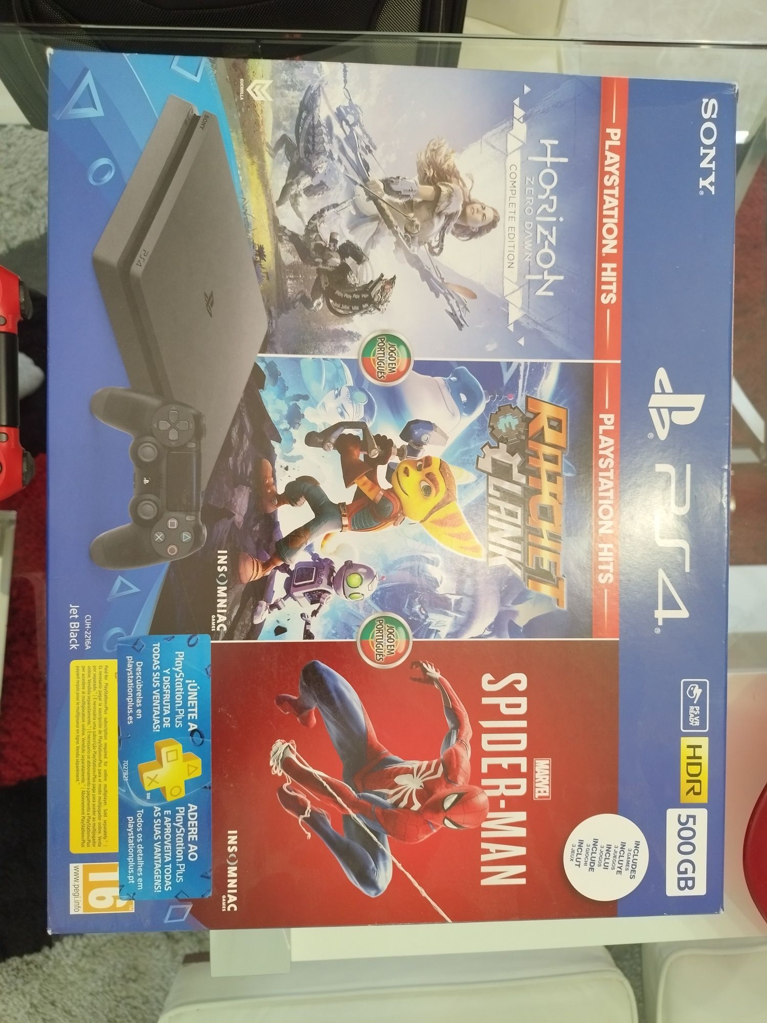 V PS4 de  500 GB, com 2 comandos e 10 jogos