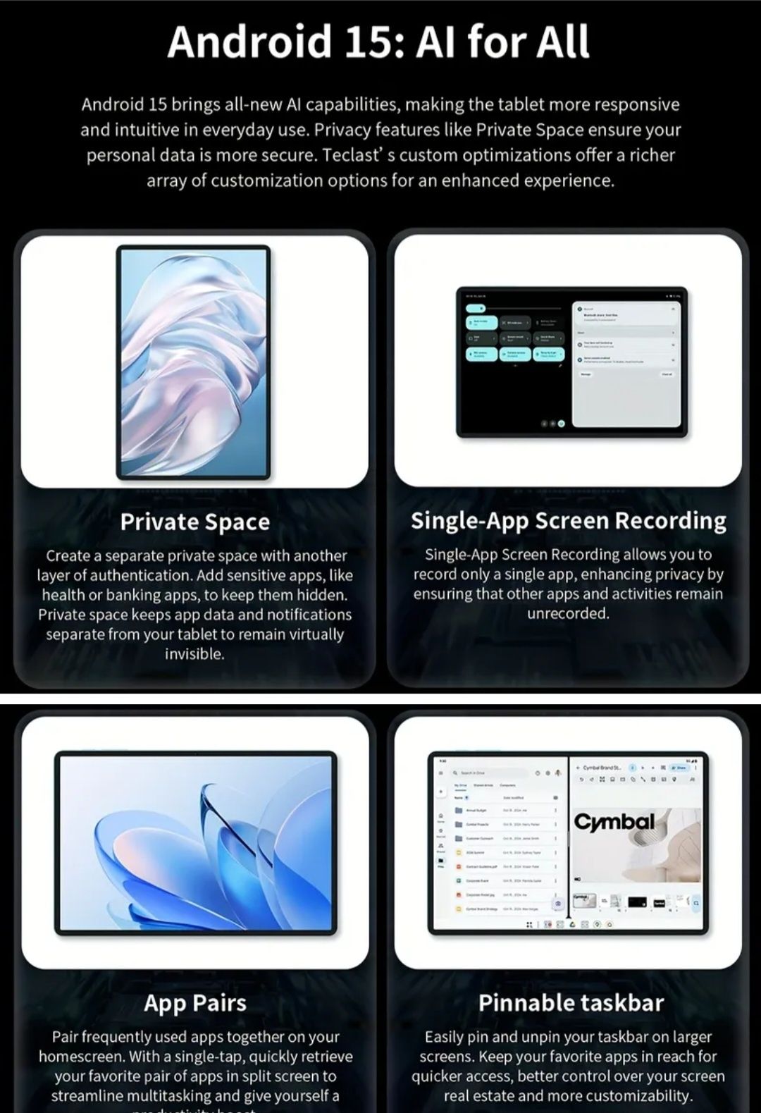 Tablet 12-calowy teclast t60 AI android 15 AI
