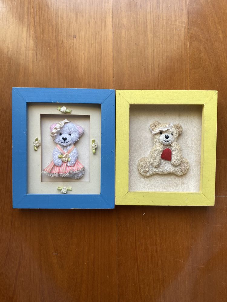 Quadros com ursos de peluche para quarto bebé