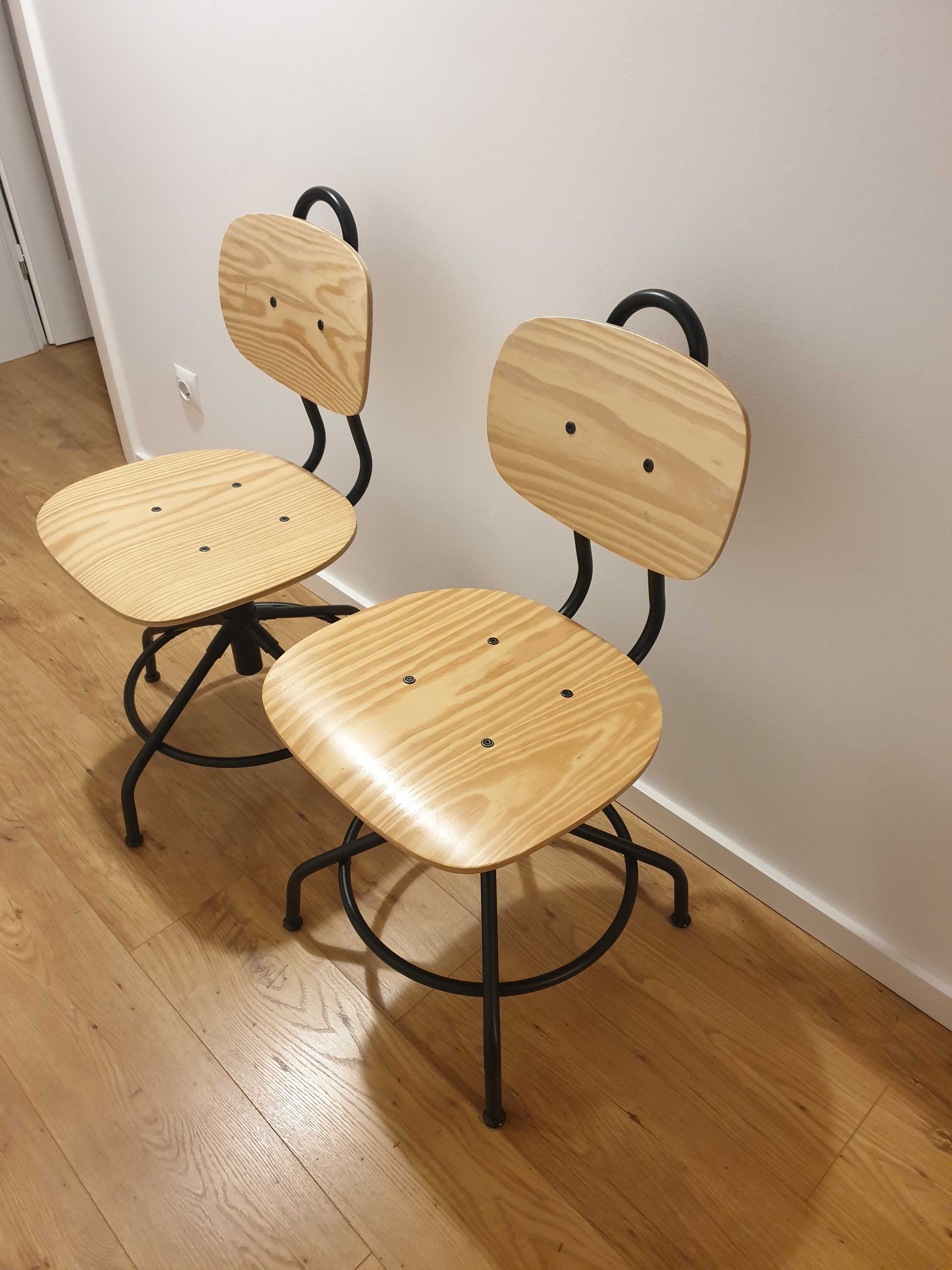 Krzeslo biurowe obrotowe Ikea KULLABERG drewniane fotel biurowy