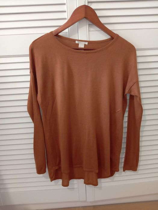 H&M Basic sweterek sweter S 36 38 oversize cienki brązowy