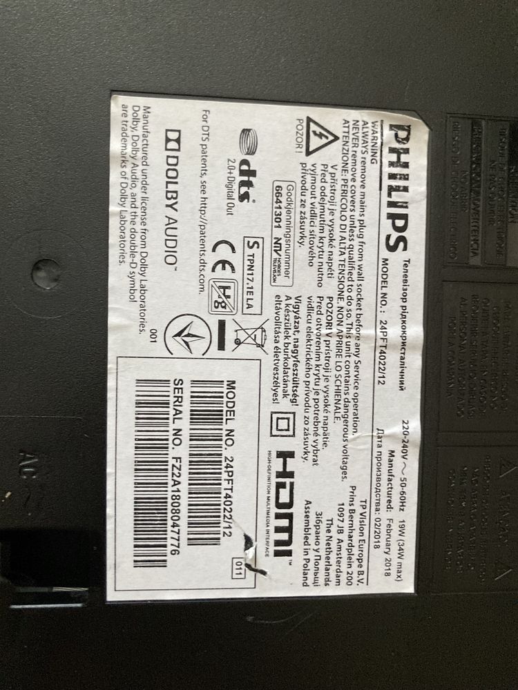 Monitor/Tv Philips 24PFT4022/12