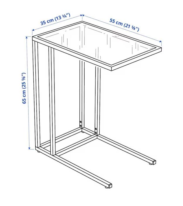 Laptop stand, black/glass, 35x65 cm