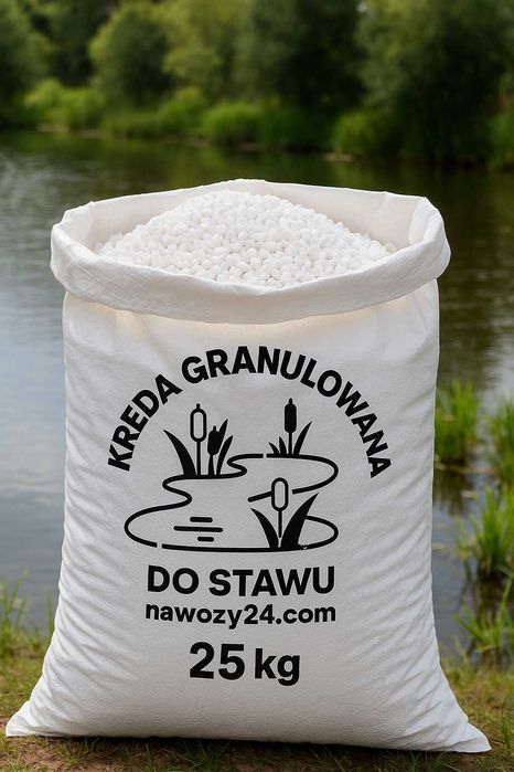 Kreda stawowa 25kg, kreda do oczka wodnego, wapno do stawu granulowane