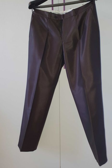 Garnitur męski brązowy połysk jak nowy