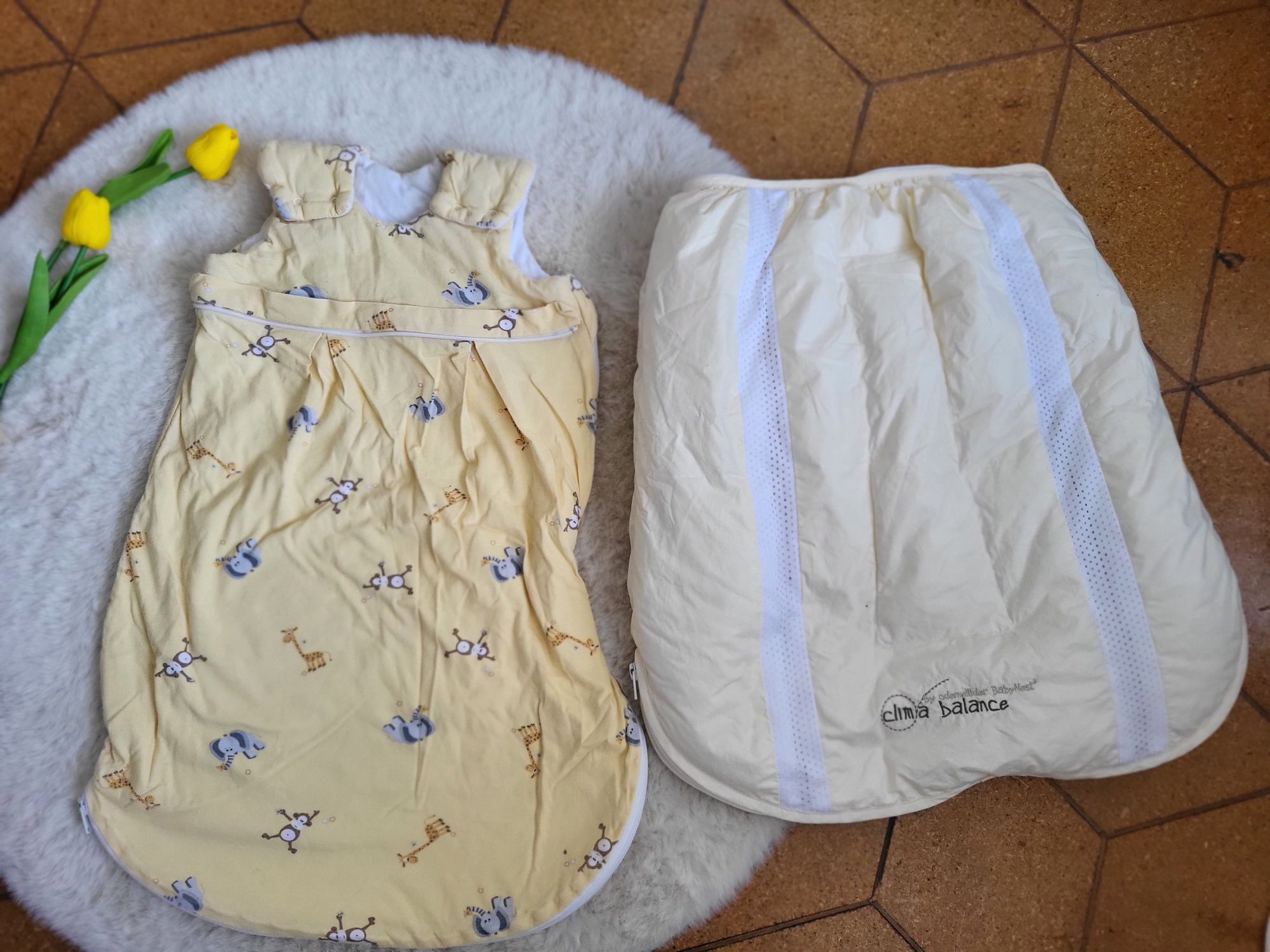 Żółty śpiwór dziecięcy do łóżeczka ocieplany 56-62 Baby Nest