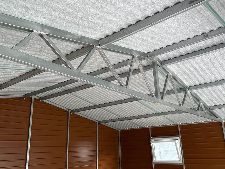 GARAŻ BLASZANY 6m x 6m 2x Brama Drzwi 2x Okno Drewnopodobny 6X6 GB287