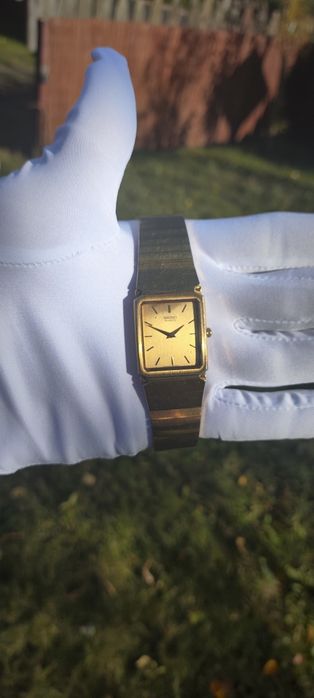 Seiko  TANK Piękna Złota Kostka Vintage Elegancki