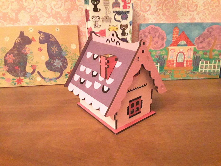 ПОДАРУНКИ Керамічні статуетки ГОЛУБИ пара РОЗПИС дерево КОТИ Будиночок