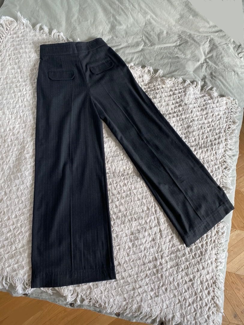 Ciemne szerokie spodnie ZW Collection wide leg garniturowe długie M 38
